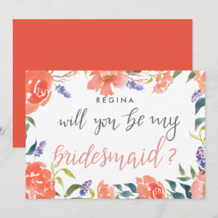 Invitación Serás Mi Bridesmaid Script Bright Florals
