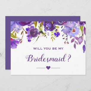Invitación ¿Serás Mi Bridesmaid Violet Purple Floral