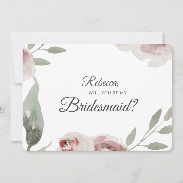 Invitación Serás mi Bridesmaid Watercolor Eucalyptus (Anverso)