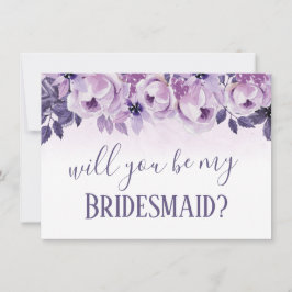 Invitación Serás mi Bridesmaid Watercolor Púrpura Floral