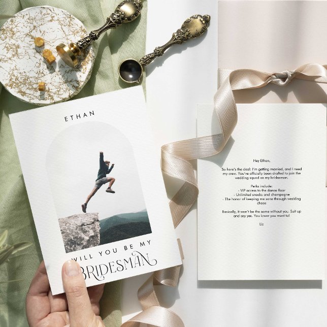 Invitación ¿Serás mi Bridesman Minimal Foto Moderno Arco (Subido por el creador)
