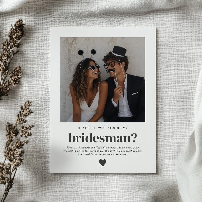Invitación ¿Serás Mi Bridesman Propuesta De Foto (Zazzle Will You Be My Bridesman Photo Proposal Invitation)