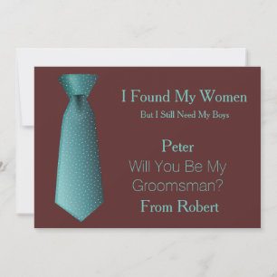 Invitación ¿Serás Mi Canto Blanco y Verde azulado De Groomsma