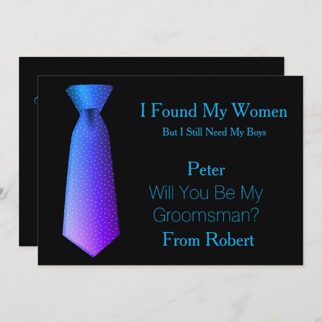 Invitación ¿Serás Mi Canto Blanco y Verde azulado De Groomsma (Anverso / Reverso)