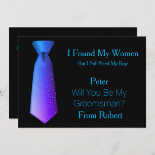 Invitación ¿Serás Mi Canto Blanco y Verde azulado De Groomsma