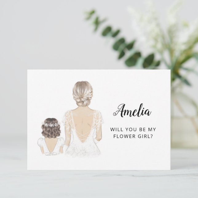 Invitación ¿Serás mi chica de Flor? (Anverso de pie)