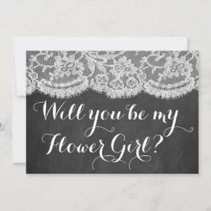 Invitación ¿Serás Mi Chica Flor? Cartel y encaje