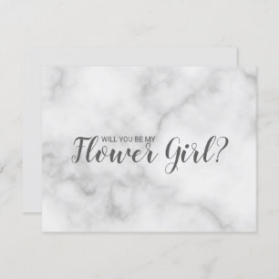 Invitación ¿Serás Mi Chica Flor? Elegante guión de mármol