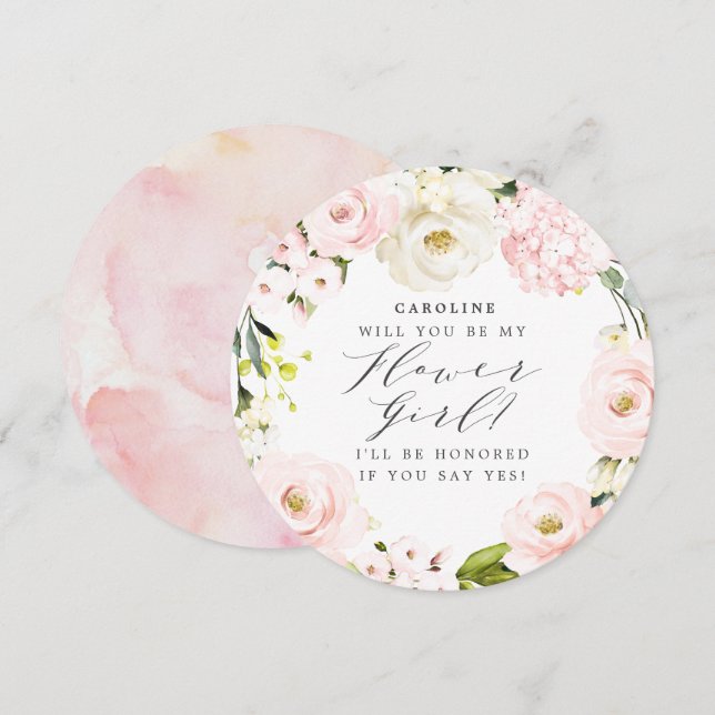 Invitación ¿Serás mi chica flor? Rubor Floral (Anverso / Reverso)