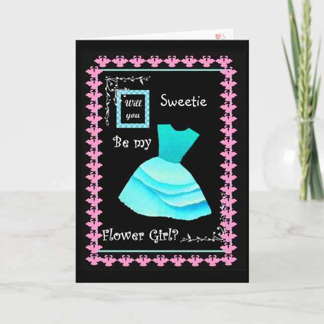 Invitación ¿Serás Mi Chica Flor? Vestidos de AQUA y Cisnes (Anverso)