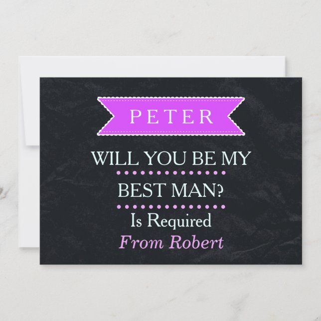 Invitación ¿SERÁS MI CINTA BESTMAN Black Purple? (Anverso)