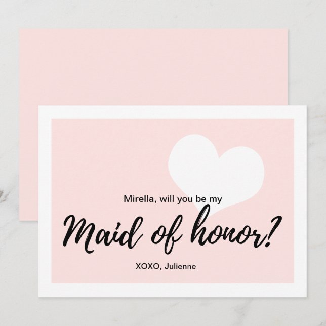 Invitación "Serás mi criada de honor" estilo caligráfico (Anverso / Reverso)