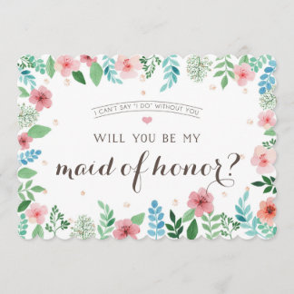 Invitación Serás mi criada de honor, flores acuáticas