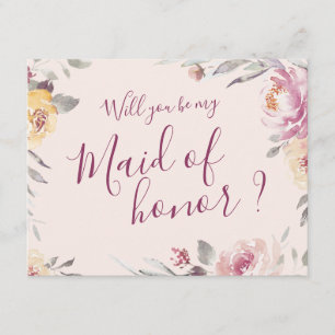 Invitación Serás mi criada de honor jardín romántico