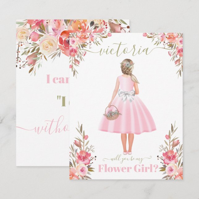 Invitación ¿Serás mi dama de flores? (Anverso / Reverso)