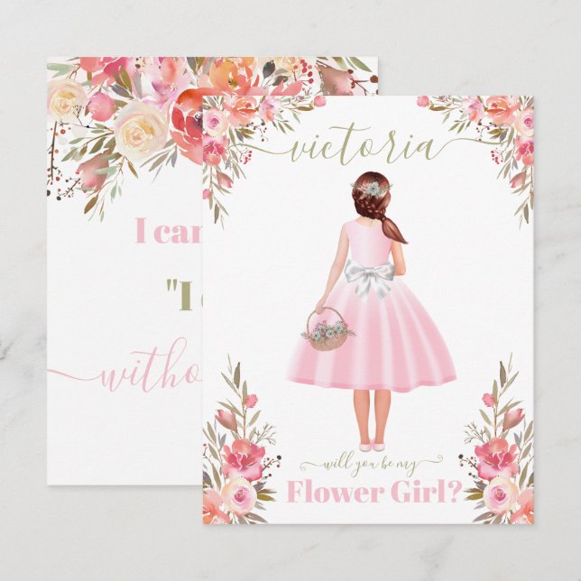 Invitación ¿Serás mi dama de flores? (Anverso / Reverso)