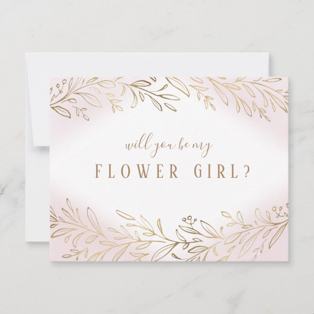 Invitación ¿Serás mi dama de flores Blush gold botánico (Anverso)