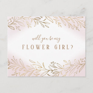 Invitación ¿Serás mi dama de flores Blush gold botánico