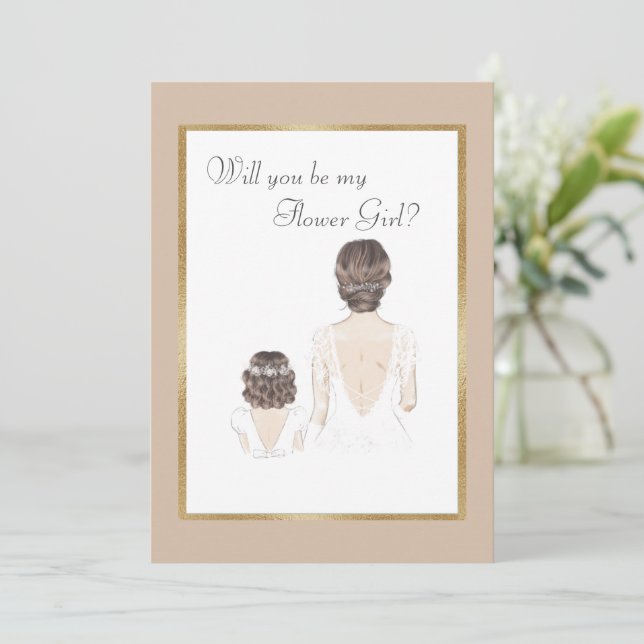 Invitación ¿Serás mi Dama de Flores Boda Dorado (Anverso de pie)