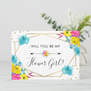 Invitación ¿Serás Mi Dama de Flores Bodas Flores de Verano