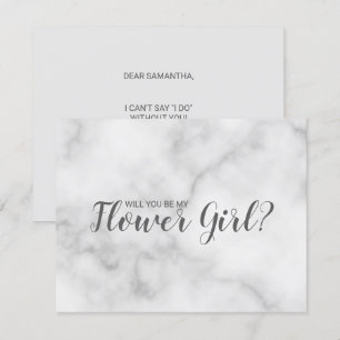 Invitación ¿Serás mi dama de flores? Elegante guión de mármol