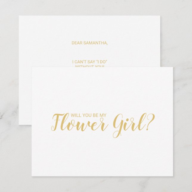 Invitación ¿Serás mi dama de flores? Moderno oro (Anverso / Reverso)