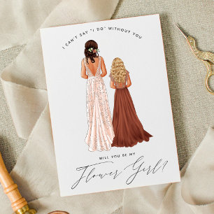 Invitación ¿Serás mi dama de flores? Niñas con vestidos Invit