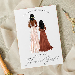 Invitación ¿Serás mi dama de flores? Niñas en vestidos de gal