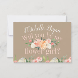 Invitación ¿Serás mi dama de flores Primavera Rosada Floral B