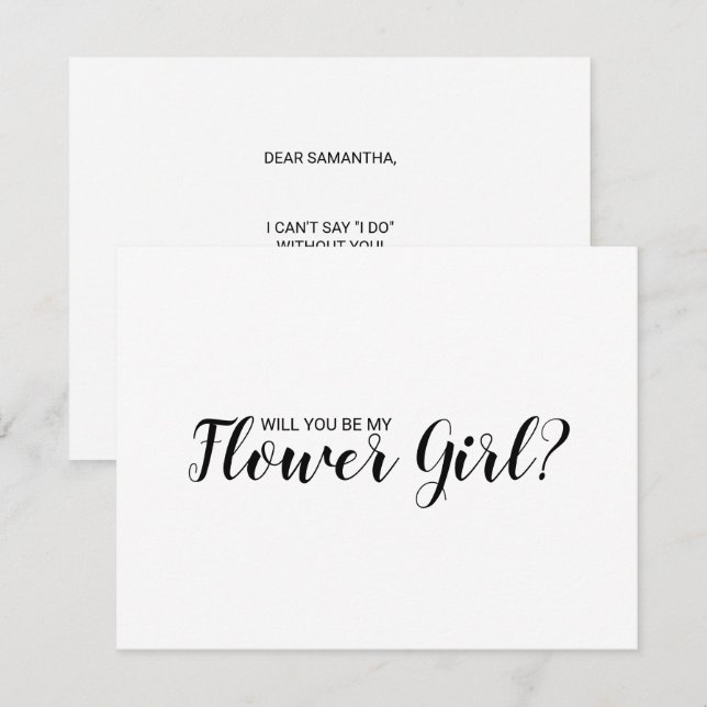 Invitación ¿Serás mi dama de flores? Propuesta para dama de f (Anverso / Reverso)