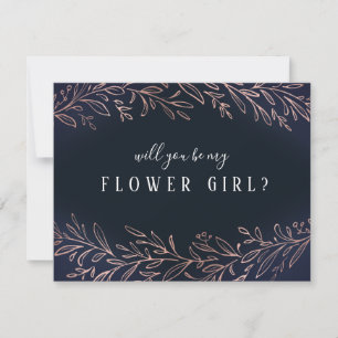 Invitación ¿Serás mi dama de flores rosa oro botánico