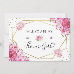 Invitación ¿Serás Mi Dama de Flores Rosas Rosadas Bodas
