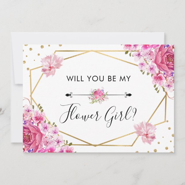 Invitación ¿Serás Mi Dama de Flores Rosas Rosadas Bodas (Anverso)