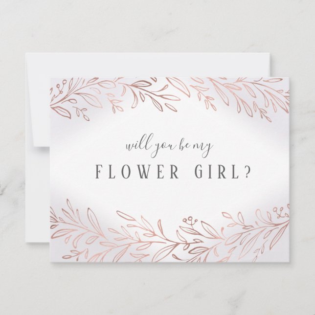 Invitación ¿Serás mi dama de flores Rose gold botánico (Anverso)