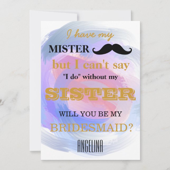 Invitación ¿Serás mi dama de honor? (Anverso)