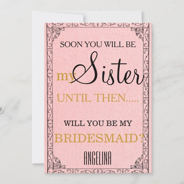 Invitación ¿Serás mi dama de honor? (Anverso)