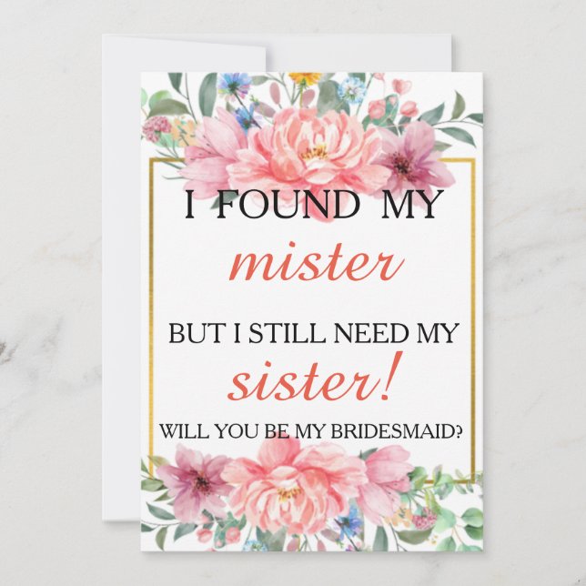 Invitación ¿Serás mi dama de honor? (Anverso)