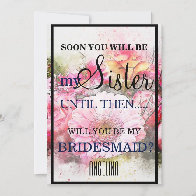 Invitación ¿Serás mi dama de honor? (Anverso)