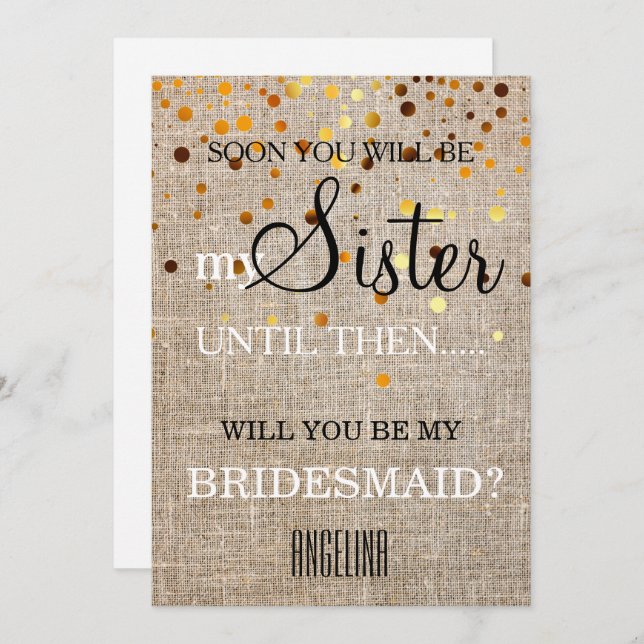 Invitación ¿Serás mi dama de honor? (Anverso / Reverso)