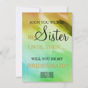 Invitación ¿Serás mi dama de honor? Acuarela