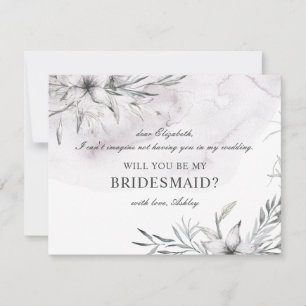 Invitación ¿Serás mi dama de honor. Acuarela floral polvorien