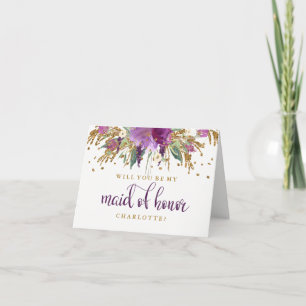 Invitación ¿Serás Mi Dama De Honor Amethyst Brillante