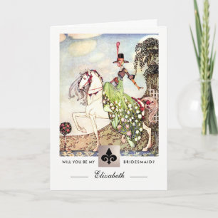 Invitación ¿Serás mi dama de honor? Arte de vintage