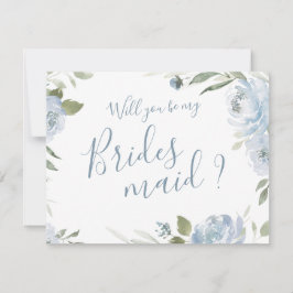 Invitación Serás mi dama de honor azul polvoriento floral