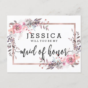 Invitación ¿Serás mi dama de honor Blush & Rose Gold