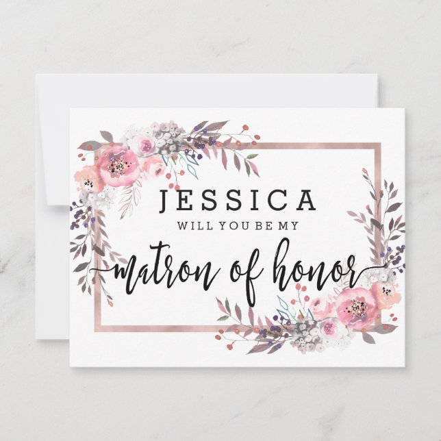 Invitación ¿Serás mi Dama de Honor Blush & Rose Gold (Anverso)