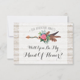 Invitación ¿Serás mi dama de honor? Boda Rústica Boho