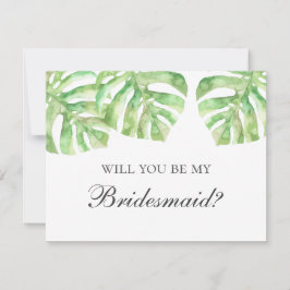 Invitación ¿Serás mi dama de honor. Boda tropical de verano