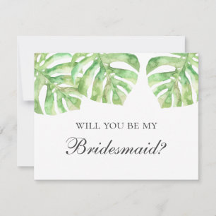 Invitación ¿Serás mi dama de honor. Boda tropical de verano