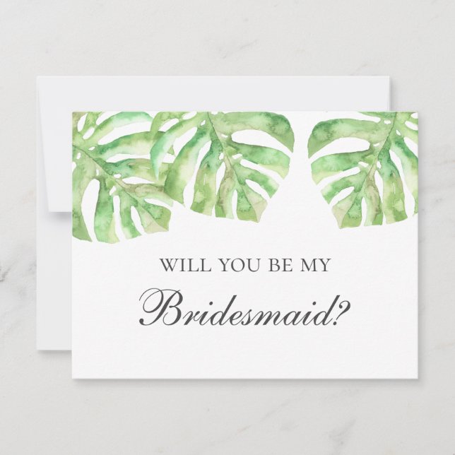 Invitación ¿Serás mi dama de honor. Boda tropical de verano (Anverso)
